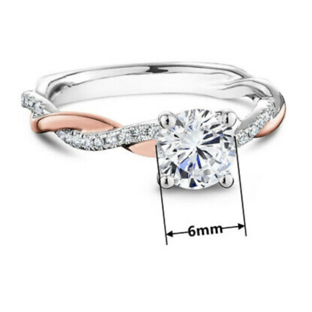 NEW 925 Sterling Silver Two tone Ring Engagement - Picture 8 of 11